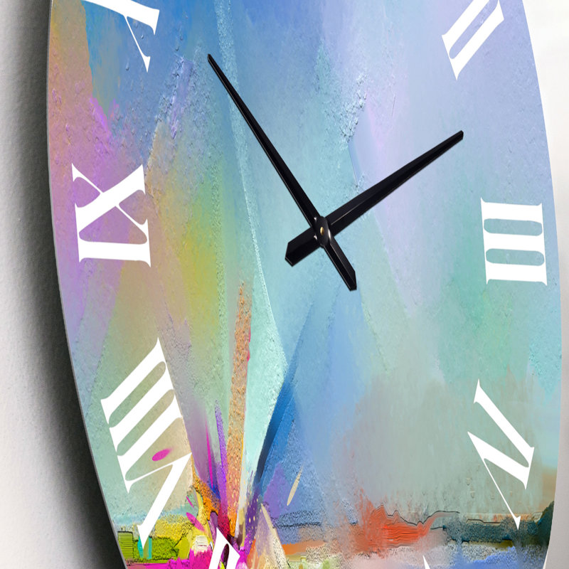 Abstrait coloré paysage marin VII - horloge murale moderne, Petit