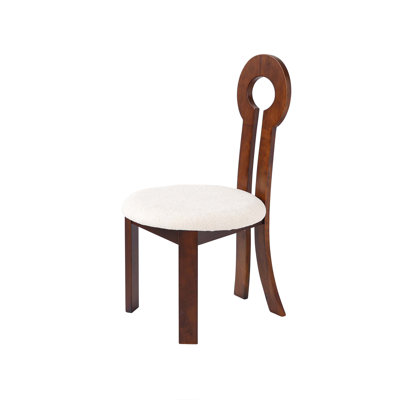 Vintage Rubber Solid Wood Dining Chair, Sheep Plush Dining Chair, Armless Dining Chair