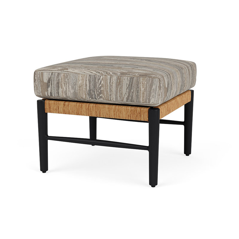 Galloway Outdoor Ottoman Patio Ottoman, Woodgrain Ash
