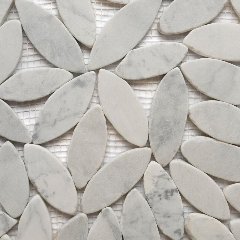CNK Tile Hand-Sorted Super White Flower Flat Sliced Pebble Tile - Mosaic Shower Backsplash Bathroom Tile - Natural Stone