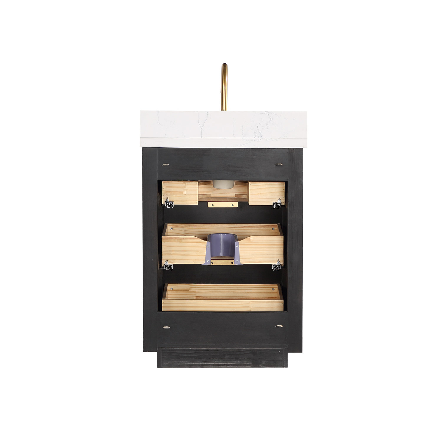 Adela 24'' Single Bathroom Vanity, Black, White, Gold