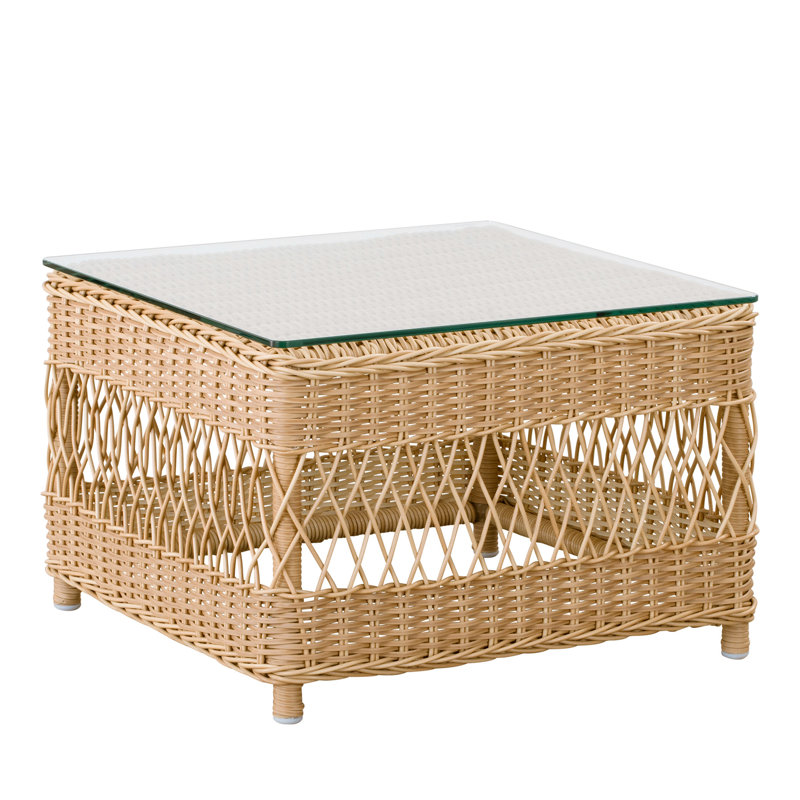 Repose-pieds Anna, Naturel / plateau de table en verre