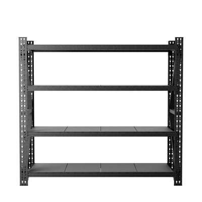 Très grande étagère en métal noir H 69 po x l 75 po x P 23,7 po avec 4 tablettes pour l'entreposage et l'utilisation industrielle, cadre renforcé avec revêtement anticorrosion 75 po.