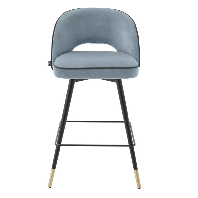 Cliff Swivel Upholstered Stool with Metal Frame, Blue, Counter Stool (27" Seat Height)