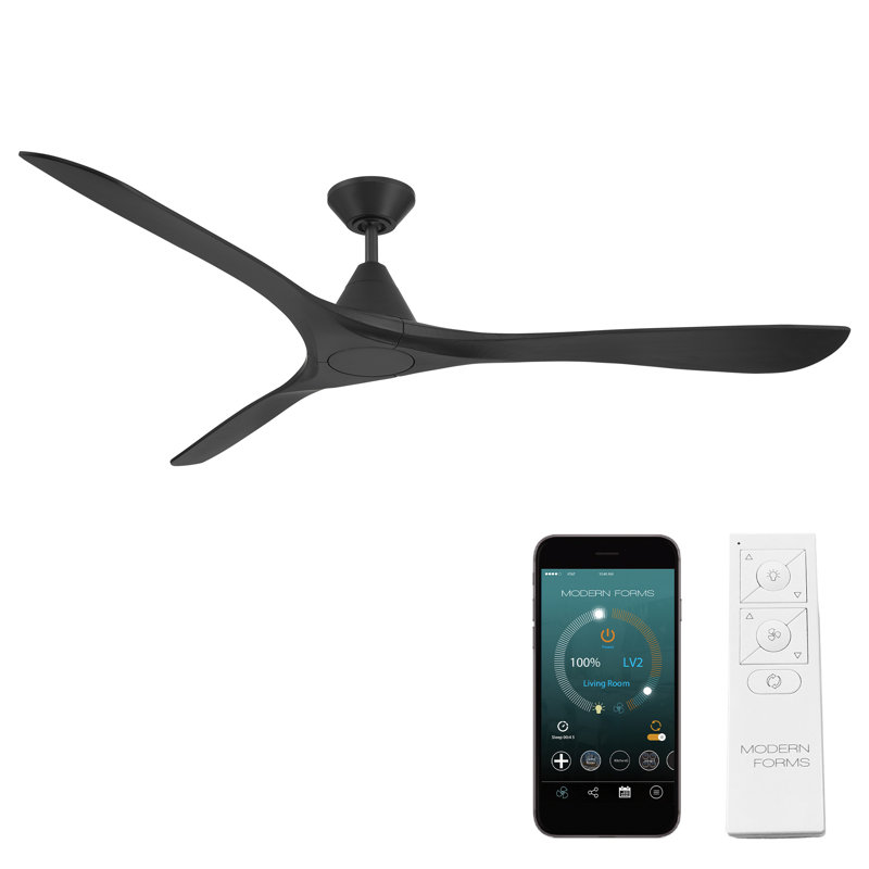 72" Carve Natural Wood Blade Smart Ceiling Fan With Remote Control Included, Works With Alexa and iOS or Android App