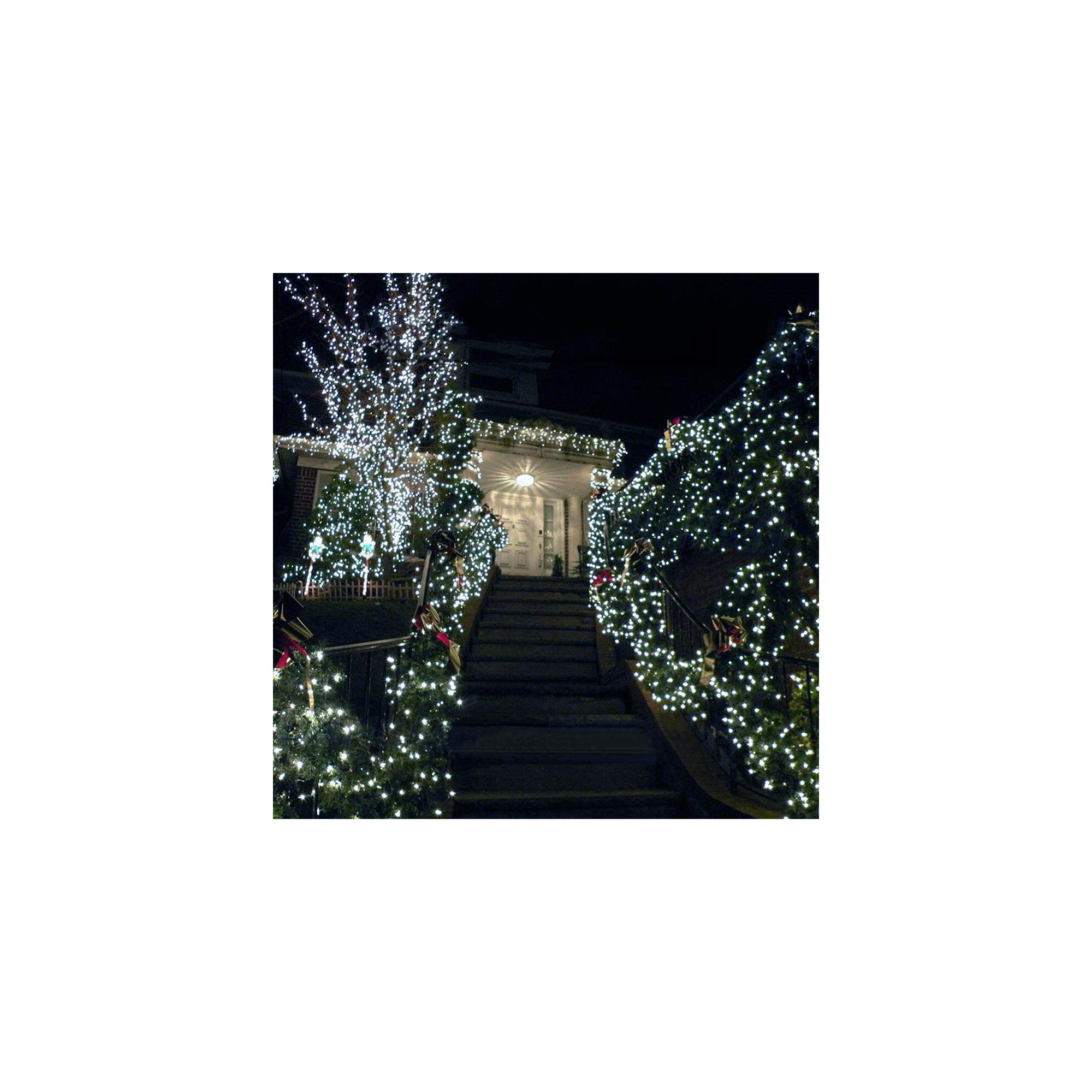 Outdoor LED String Lights with Modes, Cool White, 787"