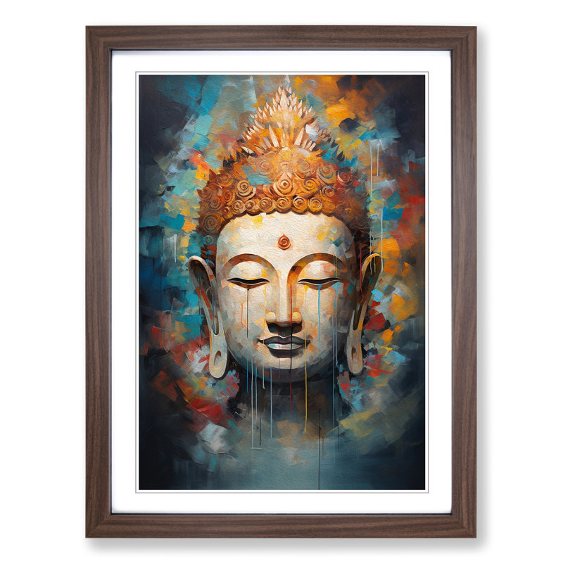 Buddha Abstract No.4 - Single Picture Frame Print on Wood, Walnut, 46cm H x 34cm W x 2cm D