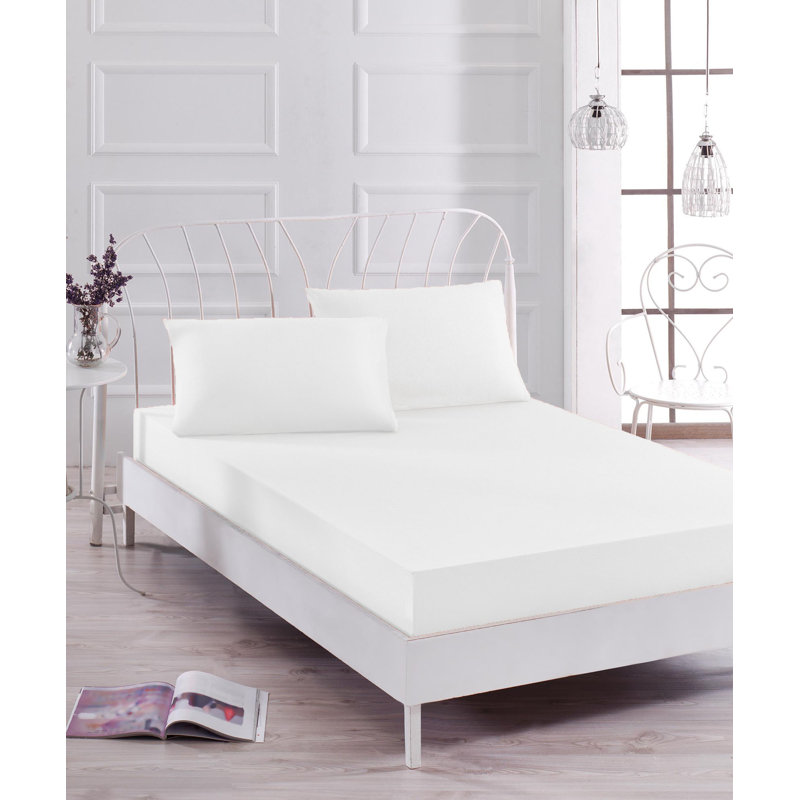 Ensemble de draps en mélange de coton 120 fils Heaba, 39 po x 79 po ‑ une taie d'oreiller, Blanc