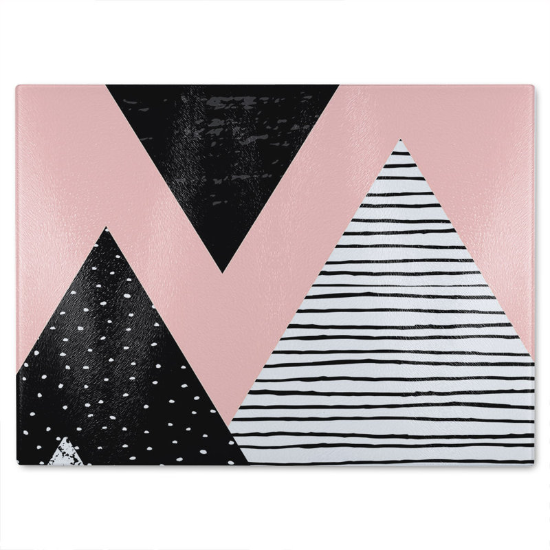 Geometric Triangles Glass Chopping Board, 28cm L x 20cm W
