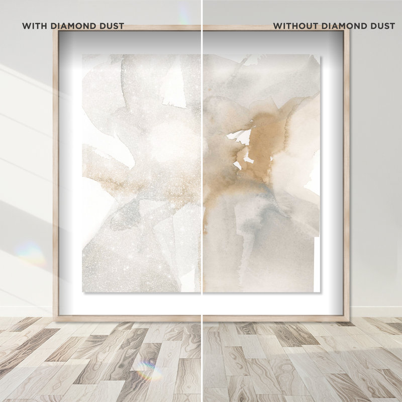 Neutral Flow II Shadowbox Abstract Print by Oliver Gal, Black Frame, 12 x 12, 25.5"H x 25.5"W, Natural Oak Frame