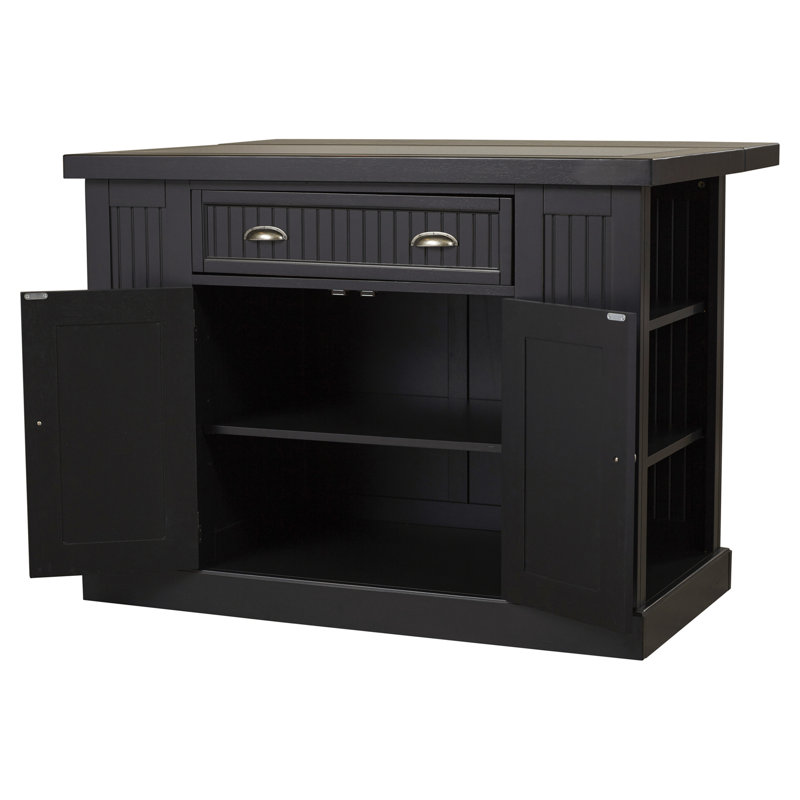 Swanscombe Kitchen Island with Granite Top, Black