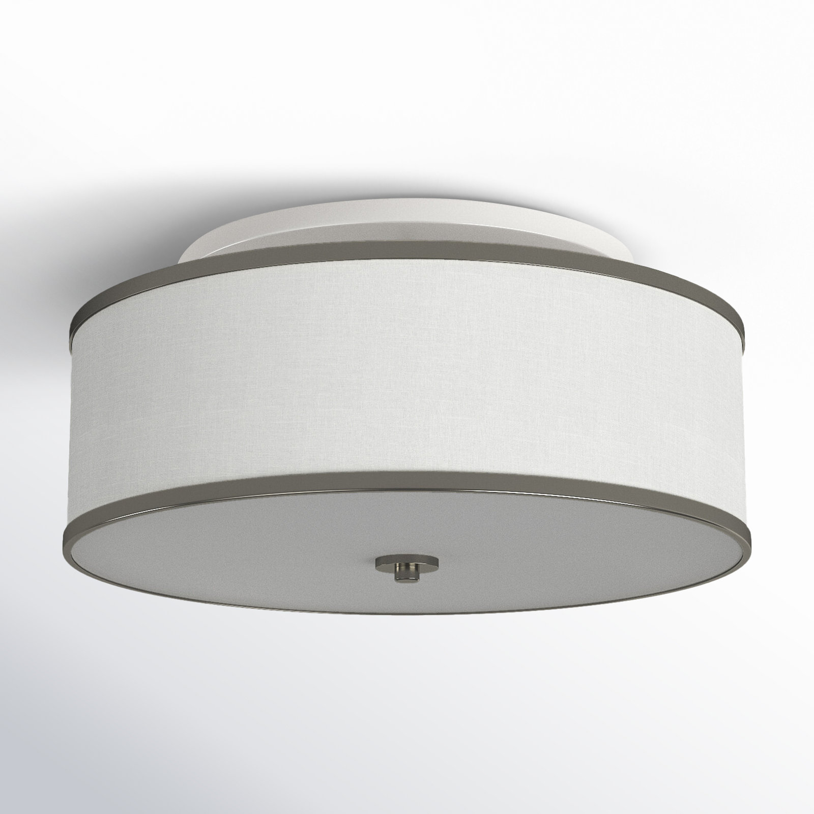Elzira 3 Light Linen Semi Flush Mount, Nickle