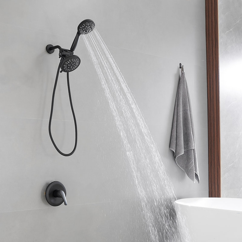 Matte Black Dual Function Rain Shower Faucet Combo Set