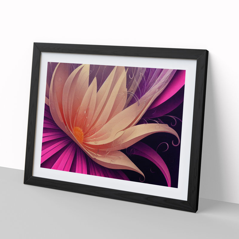 XH1022-7089X Positive Modern Flower Art - Single Picture Frame Print, Black Framed, 46cm H x 64cm W x 2cm D