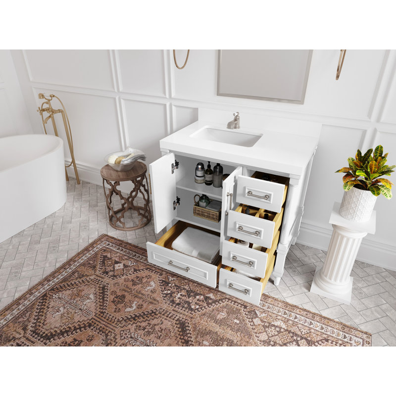 Aberdeen 36'' White Carrara Quartz Single Bathroom Vanity