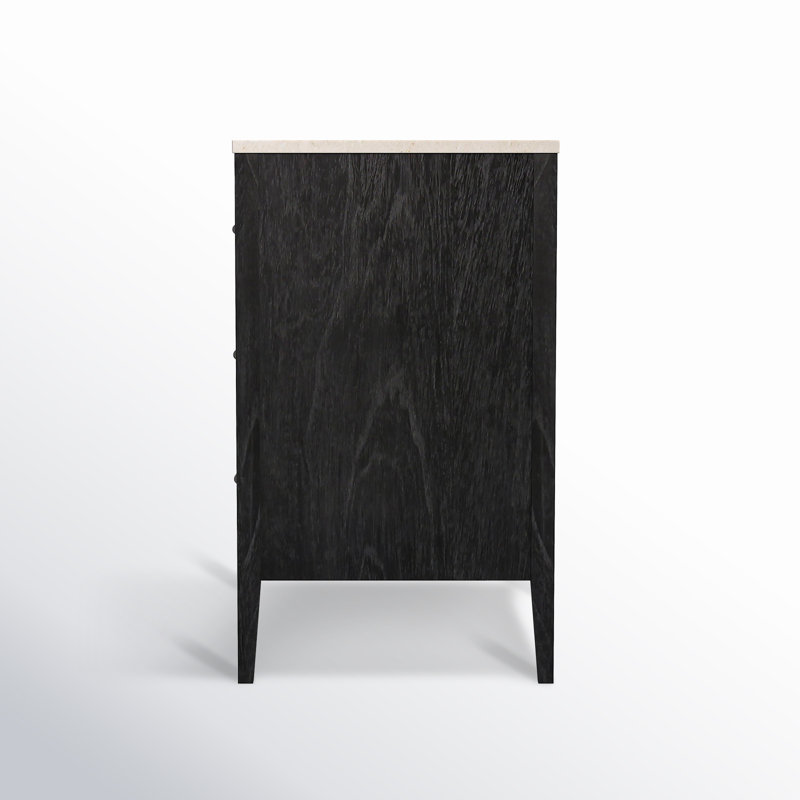 Mayfair 6 Drawer Wood and Marble Dresser, Washed Black/Ivory