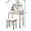 Fascinant meuble-lavabo en bois mauve avec tabouret, 3 tiroirs et table de miroir ajustable-809953154