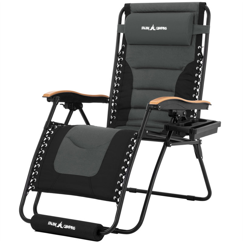 Chaise inclinable zéro gravité avec coussin, Gris / noir