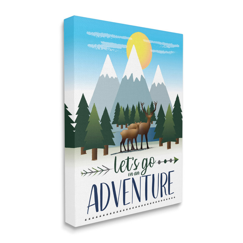 Aleia «All Go Adventure», phrase, forêt, animal, chaîne de montagnes, art, H 20 po x l 16 po, Toile tendue