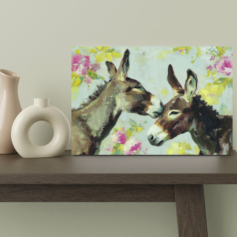 Donkey Hugs Abstract Contemporary Landscape Nature Wall Art, H 18 po x l 12 po