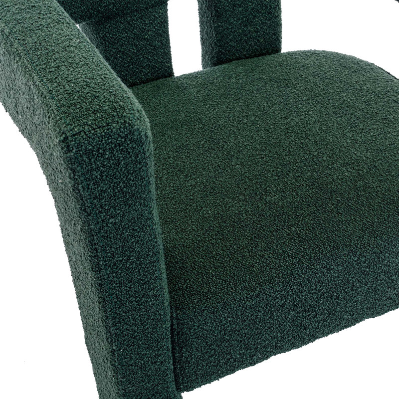 Chaise d'appoint rembourrée en tissu de conception contemporaine 2PC / ENSEMBLE, Boucle émeraude