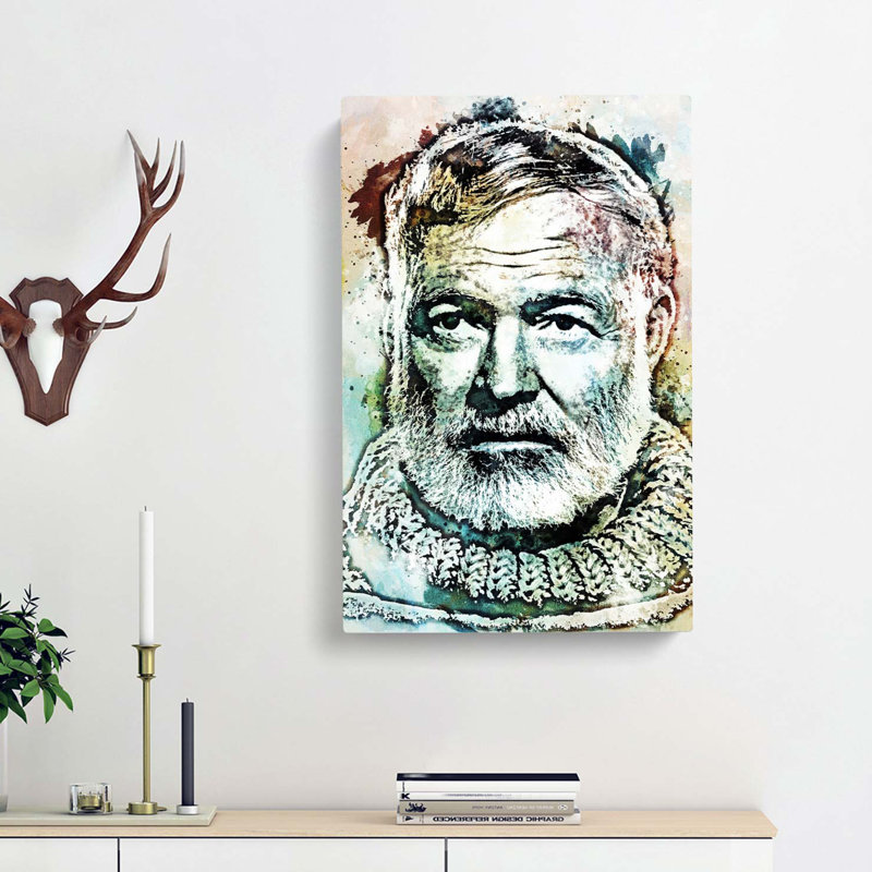Ernest Hemingway In Abstract - Wrapped Canvas, 91cm H x 60cm W x 3cm D