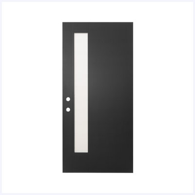 Porte avant en fibre de verre noire 36 po x 80 po | Porte extérieure à droite vers l'intérieur avec verre givré et peau lisse pour l'entrée de la maison