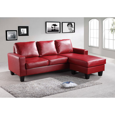 76" Wide Faux Leather Reversible Sofa & Chaise