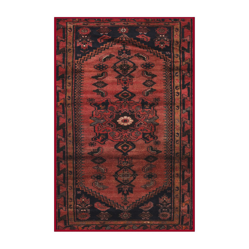 Tapis beige/noir/rouge traditionnel, Rectangle 2 pi x 3 pi