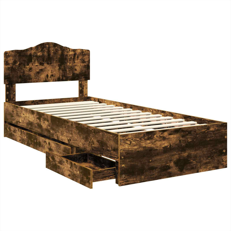 Bed, Smoked Oak, European Single (90 x 200 cm)