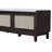 Boho Rattan Entryway Bench With Storage, Cushioned Shoe Bench With Double Doors, Wooden Shoe Organizer Bench For Entryway And Hallway-750174583
