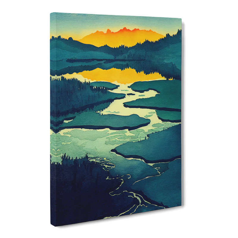 Watercolour Lake Vol.3 - Wrapped Canvas, 60cm H x 40cm W x 3cm D