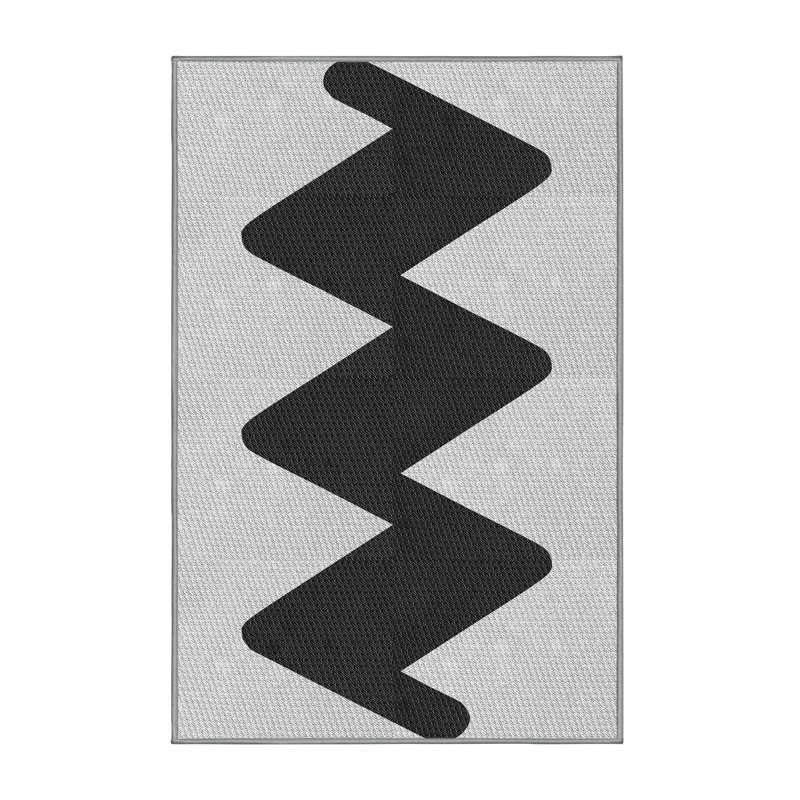Tapis noir/gris à motifs Hoy, Rectangle 3 pi x 5 pi