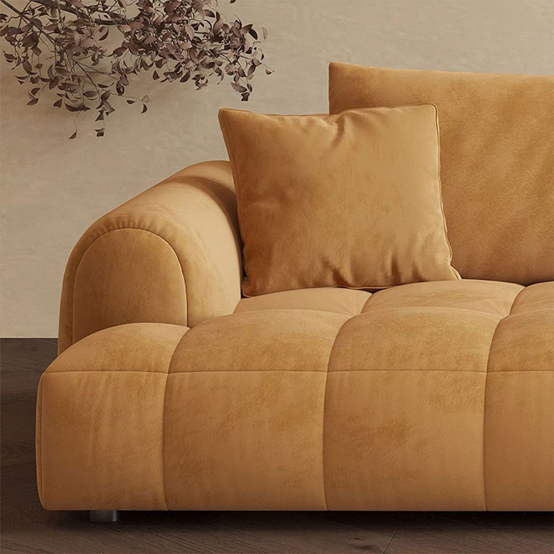 Canapé modulaire en velours jaune, H 33,86 po x L 86,61 po x l 37,80 po