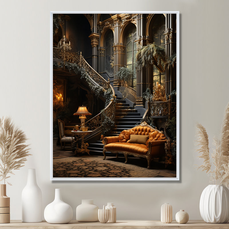Château royal yukano, refuge riche II - impression, H 20 po x l 12 po x P 1 po, Cadre flottant blanc