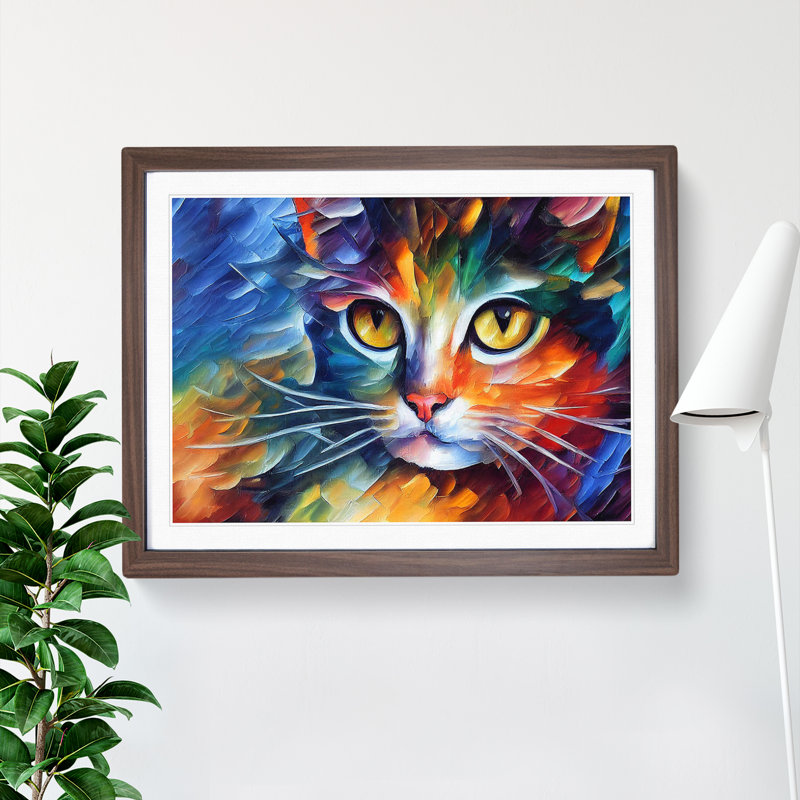 Cat Vol.2 Abstract - Framed Print, 46cm H x 64cm W x 2cm D, Walnut Framed