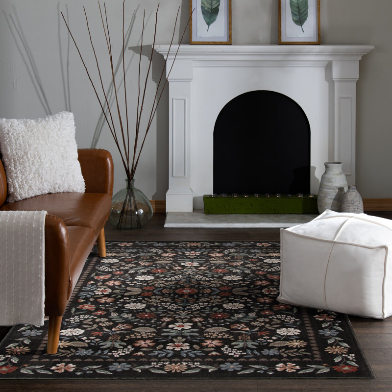 Erin & Ben Co. LAURA - Tapis tissé noir Abbey, 7'10"x9'10", Abbey Black/Multi