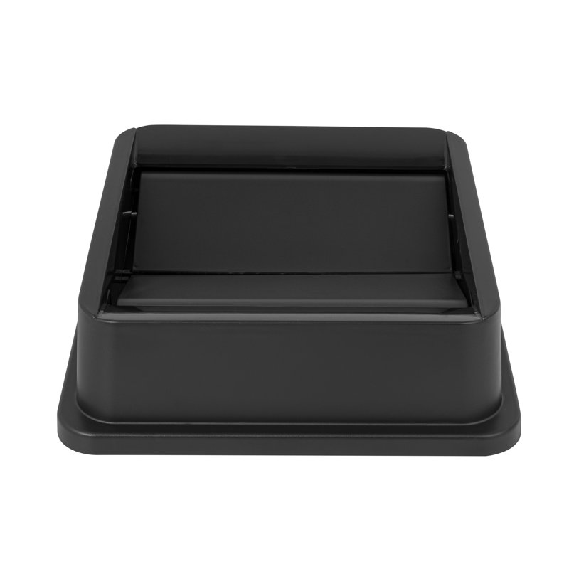 Couvercle de restaurant SEULEMENT: couvercle de poubelle professionnel Clean Tek, 1 couvercle supérieur pivotant - poubelle vendue séparément, forme carrée, plastique noir, pour poubelle, robuste, pour intérieur et extérieur