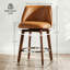 Ensemble de tabourets de bar modernes de hauteur comptoir 3, 26 po avec tabourets pivotants en bois massif et tabourets de comptoir en similicuir brun pour îlot de cuisine-1261041572-1261041573