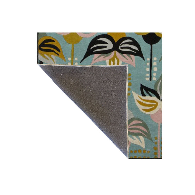 Tapis vert à motif de feuilles tissées, Sous-tapis carré 3 pi 3 po inclus