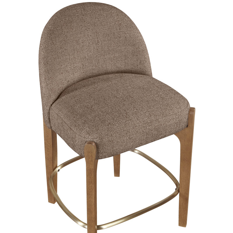 Tabouret de comptoir rembourré en tissu Maud, Tissu brun / finition noyer brun