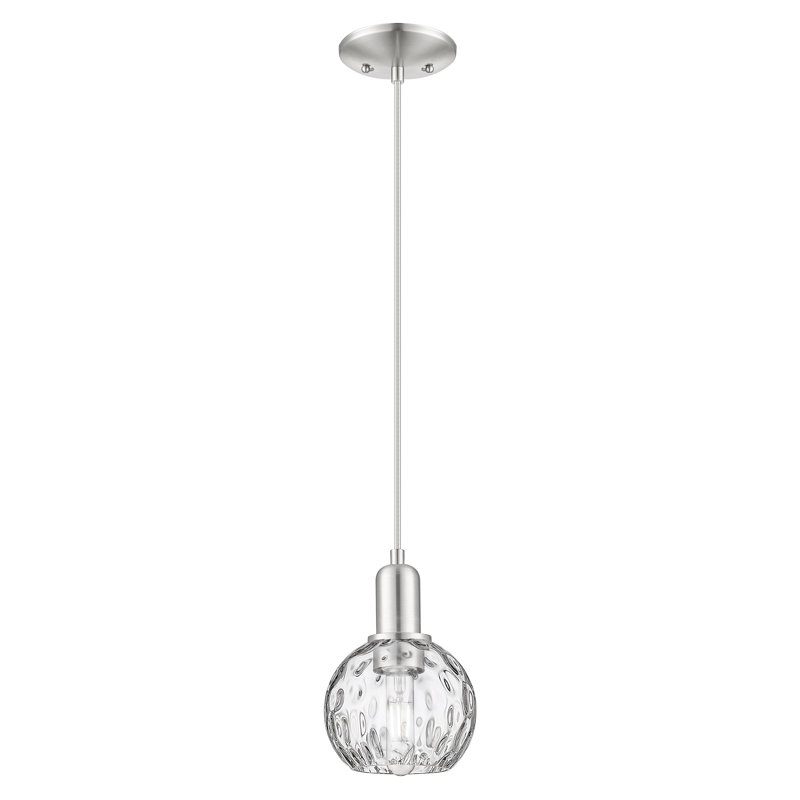 Mini-luminaire suspendu 1 lumière Arcadia, Nickel satiné brossé, H 5 po x l 6 po x P 6 po