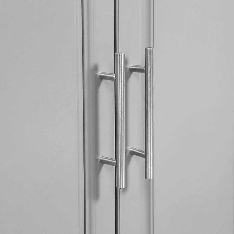 Îlot de cuisine sur roulettes avec 2 tiroirs, porte-épices, couteau et porte-serviettes, gris
