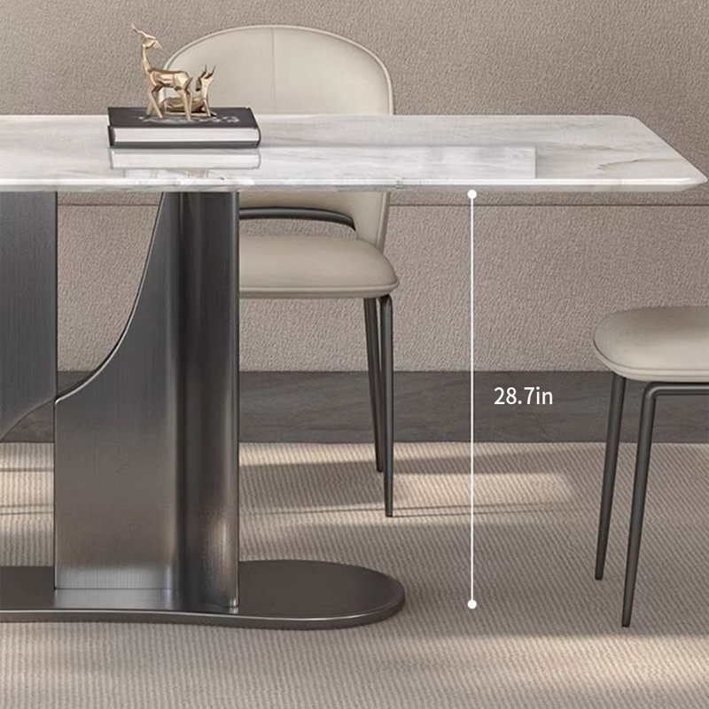 Light Luxury Marble Rectangular Dining Table Sets, 29.5"H x 55"L x 31.5"W