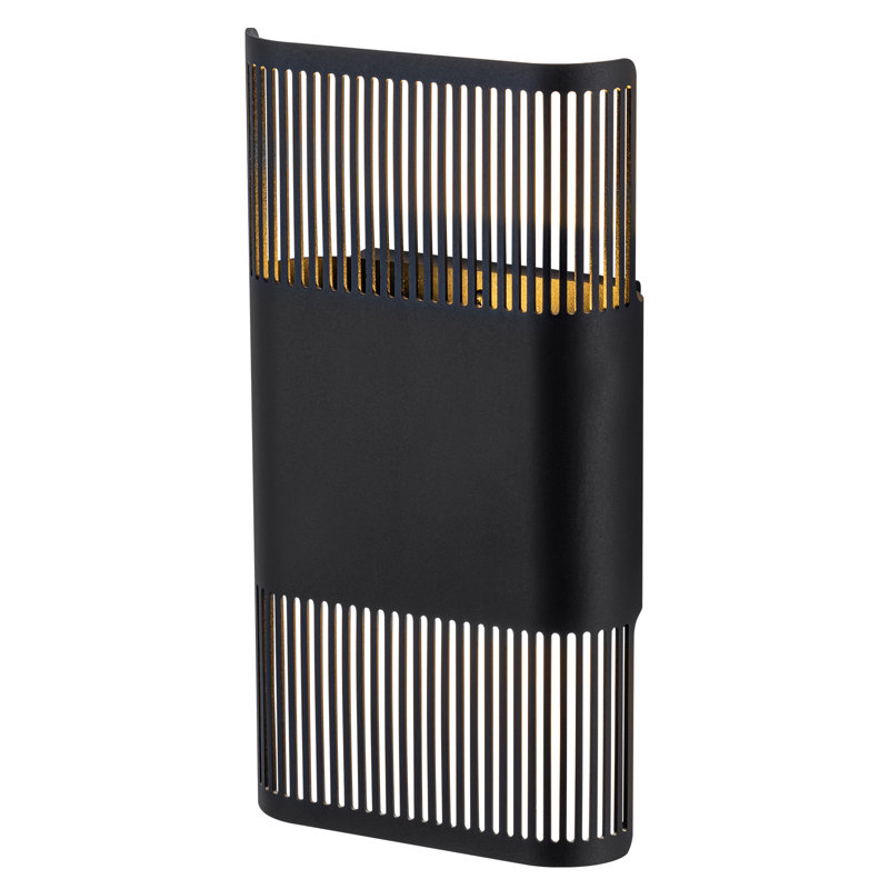 11.8'' H Black Integrated LED Outdoor Wall Sconce with Up/Down Slatted Light, IP54