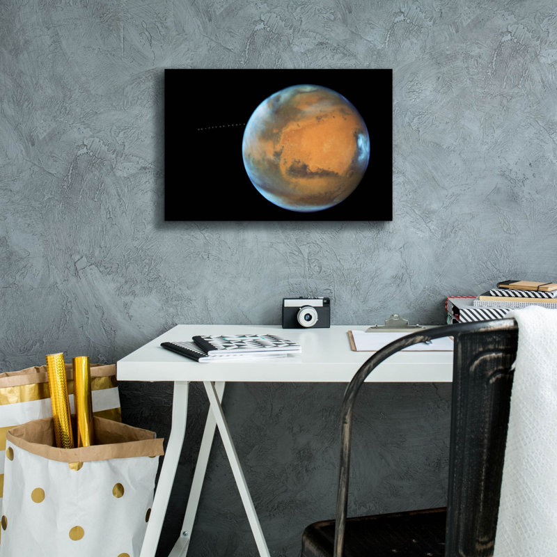 Art mural sur toile, "Mars avec la lune" par la NASA, H 12 po x l 18 po x P 0,75 po