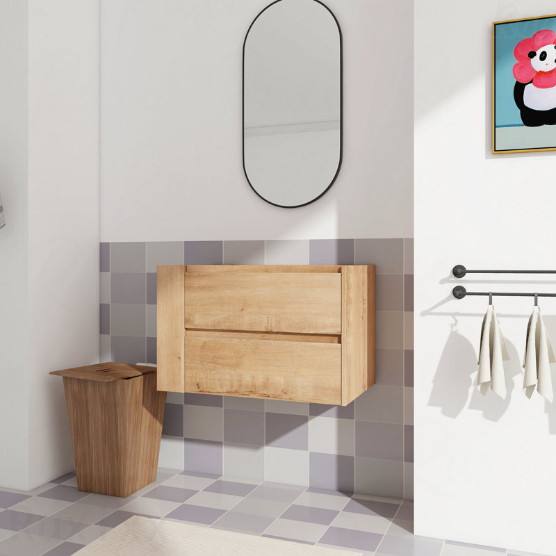 Meuble-lavabo mural 30 po, tiroir à fermeture en douceur (seulement meuble-lavabo, sans lavabo)