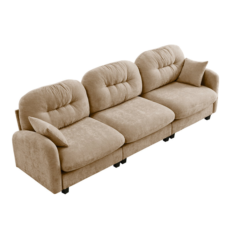 Canapé modulaire en chenille de 97 po de largeur et 97,5 po, Brun