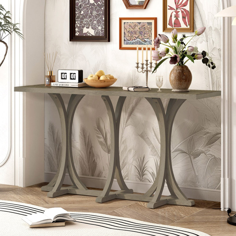 Thedrick 59.8'' Wooden Veneer Top Console Table, Gray