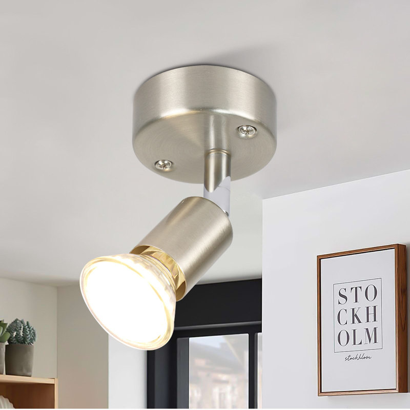 LED Ceiling Spotlight Swiveling GU10 1-Flame Ceiling Spotlights Industrial Living Room, Silver